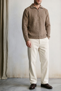 Daniele Fiesoli 4190 Maglione mezza zip marrone mélange