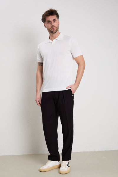 Kangra 3205 White short-sleeved silk and cotton jersey polo shirt