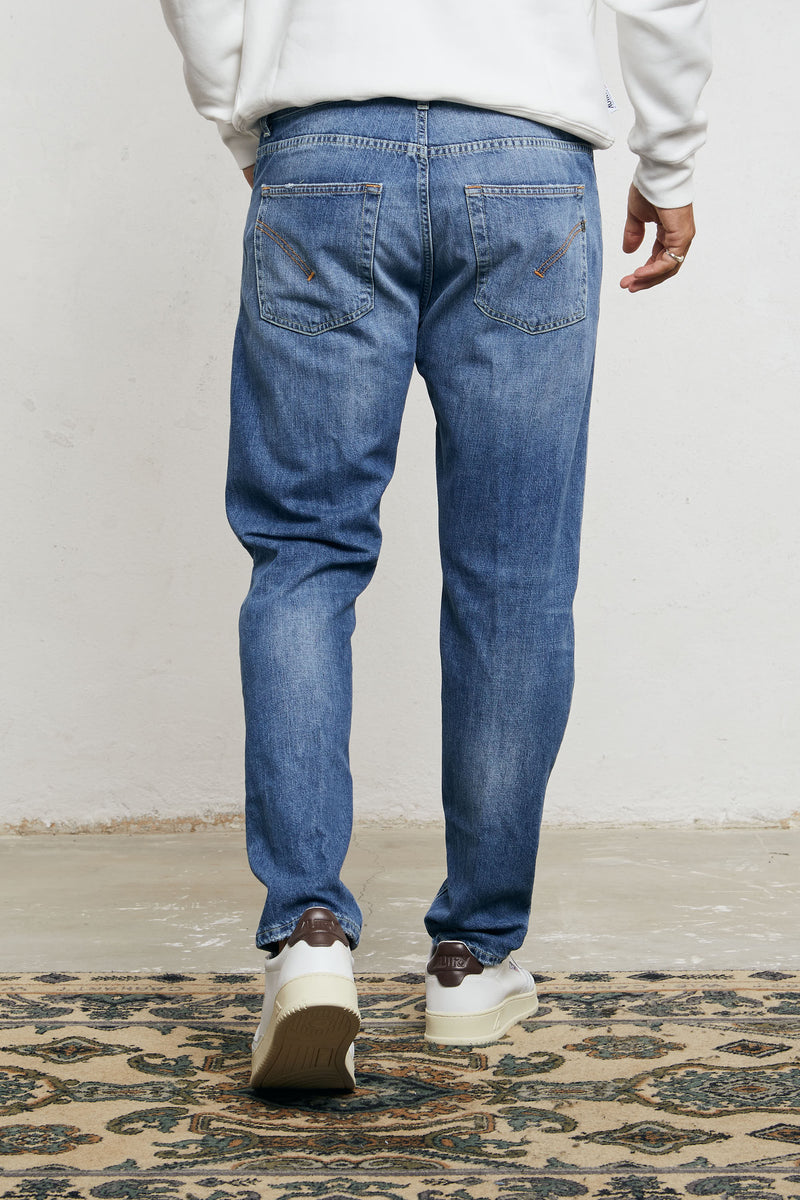 dondup jeans dian carrot fit vintage strappi lavaggio medio cotone colore denim 7050