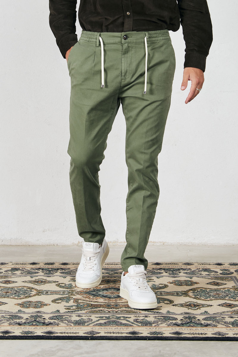 cruna pantalone mitte misto cotone colore verde 7234