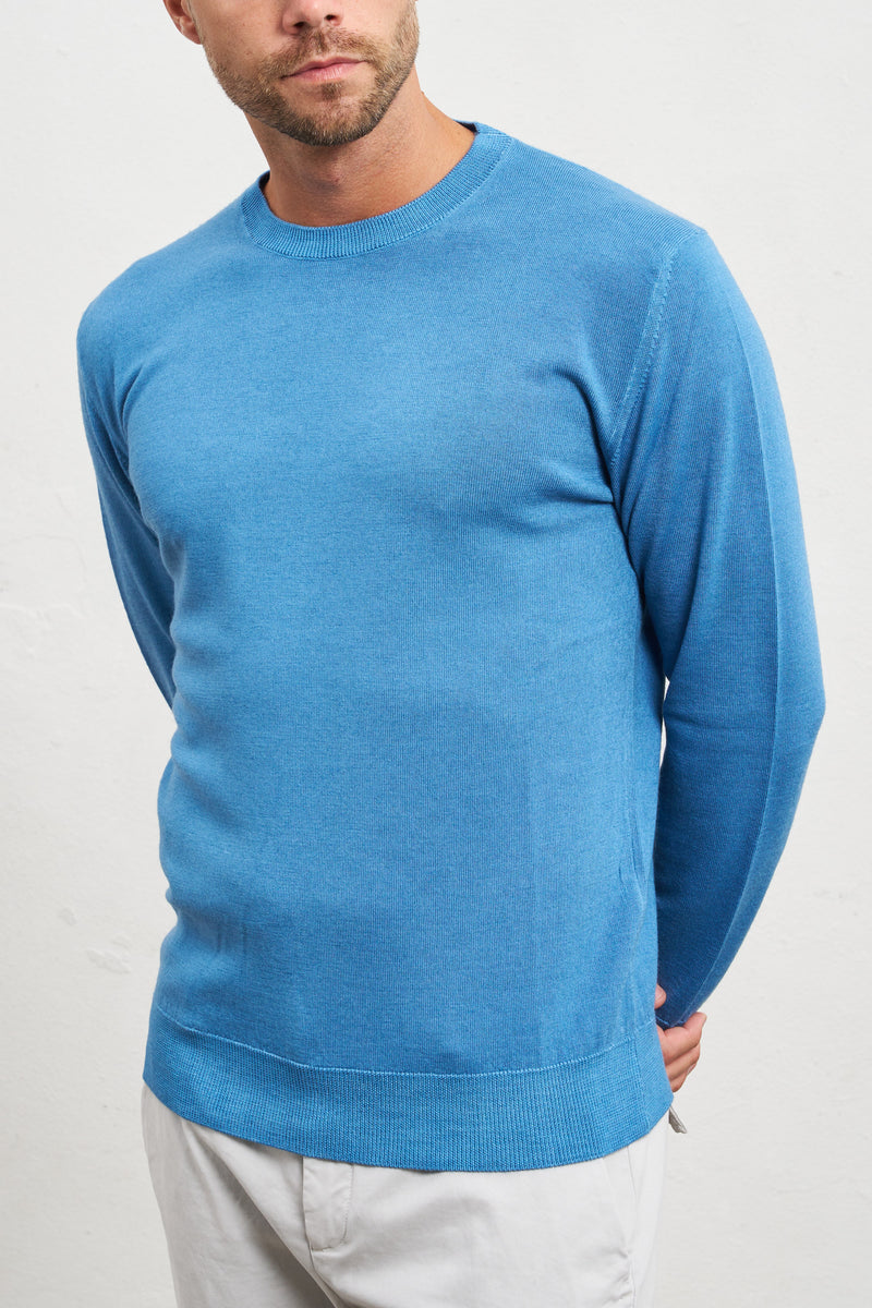 outfit maglia girocollo lana merinos colore azzurro 7391