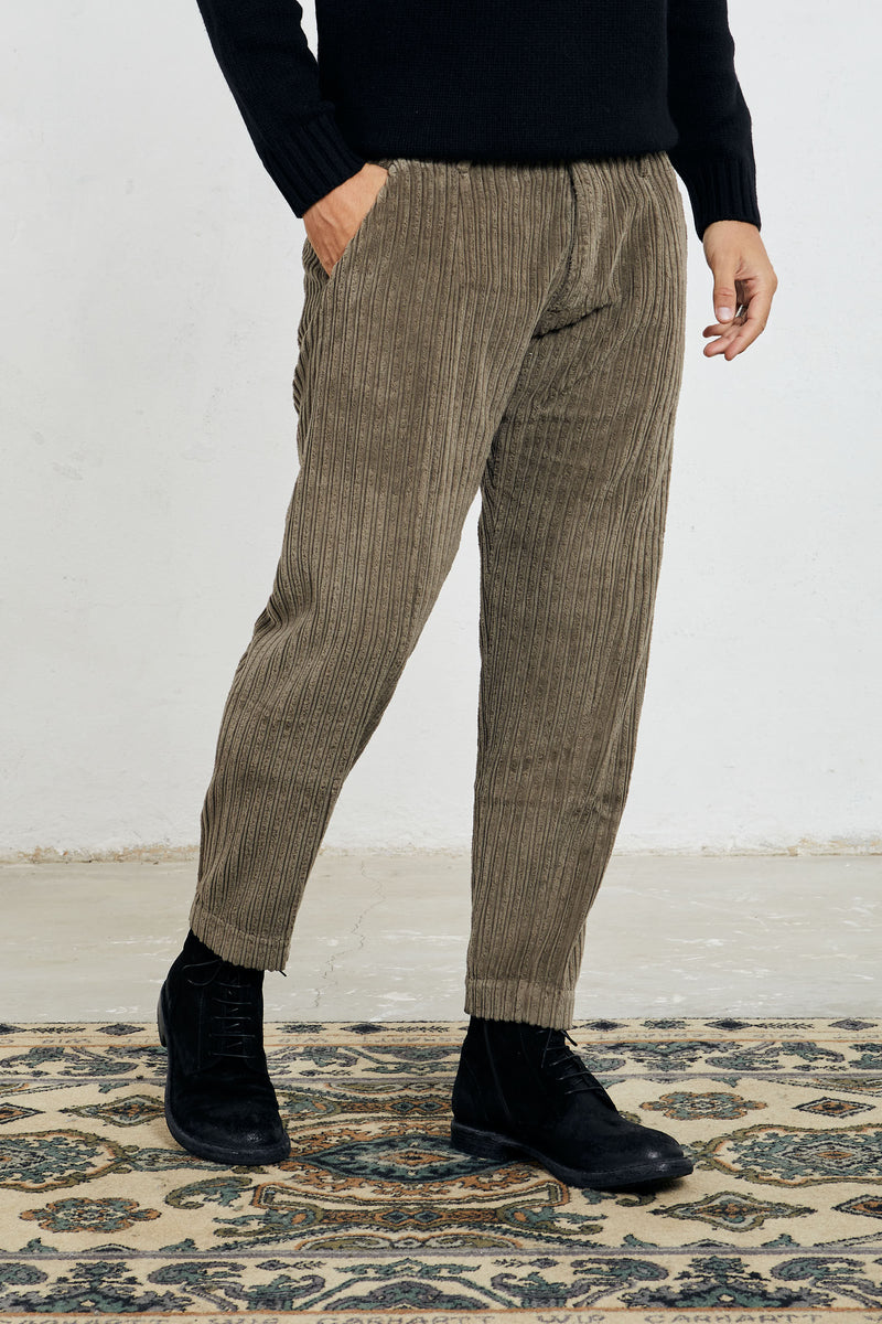 nine in the morning pantalone kent velluto a coste larghe cotone colore tortora 7360