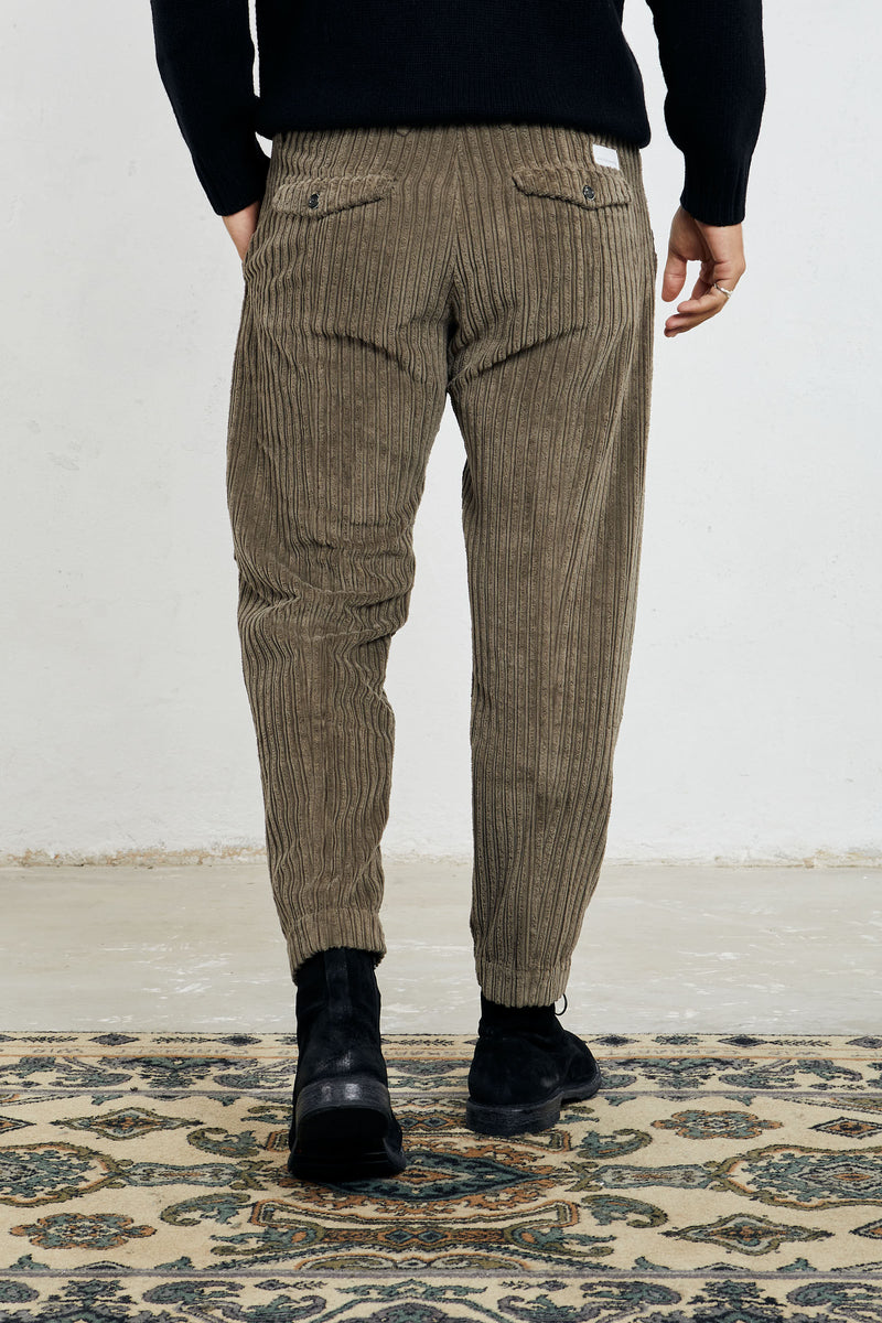 nine in the morning pantalone kent velluto a coste larghe cotone colore tortora 7360