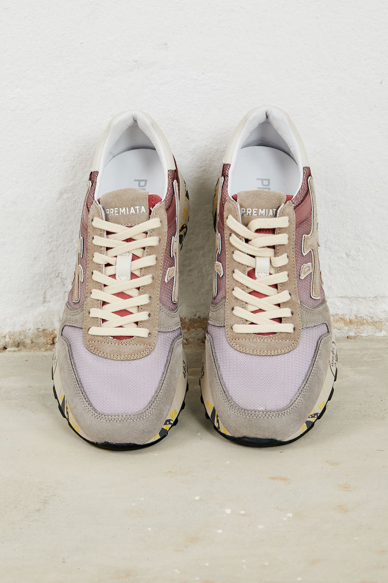 premiata sneakers mick pelle scamosciata nylon colore grigio rosa 7447