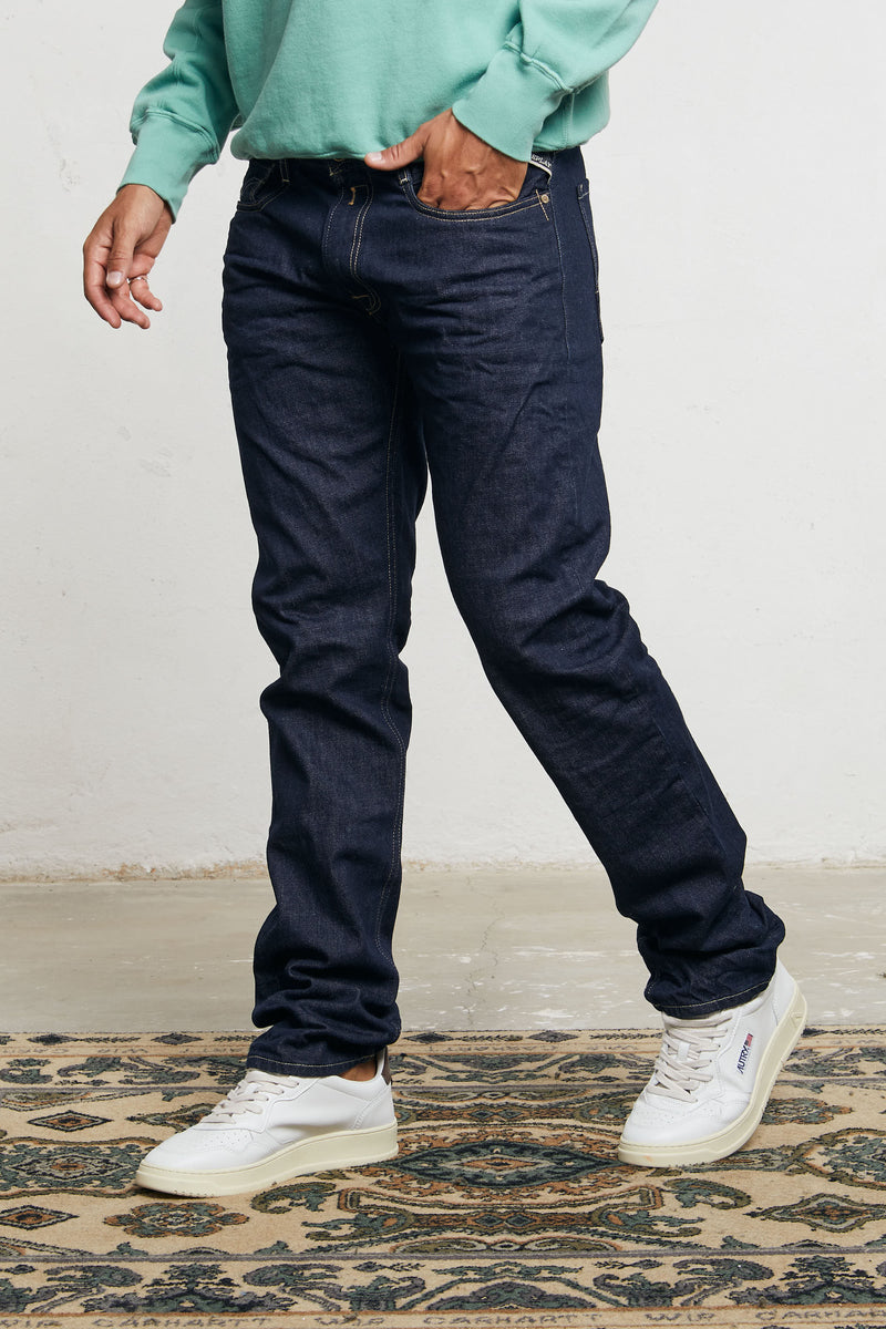 replay jeans rocco comfort fit lavaggio scuro cotone colore denim 7521