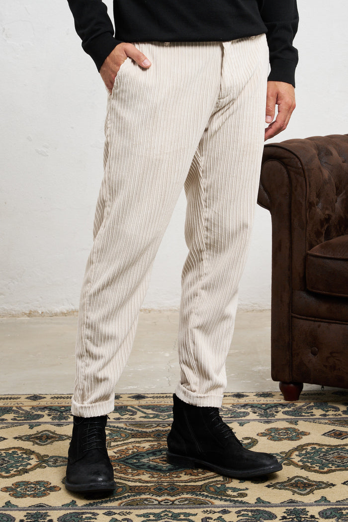 reworked pantalone ghiro velluto a coste misto poliestere colore latte 7920