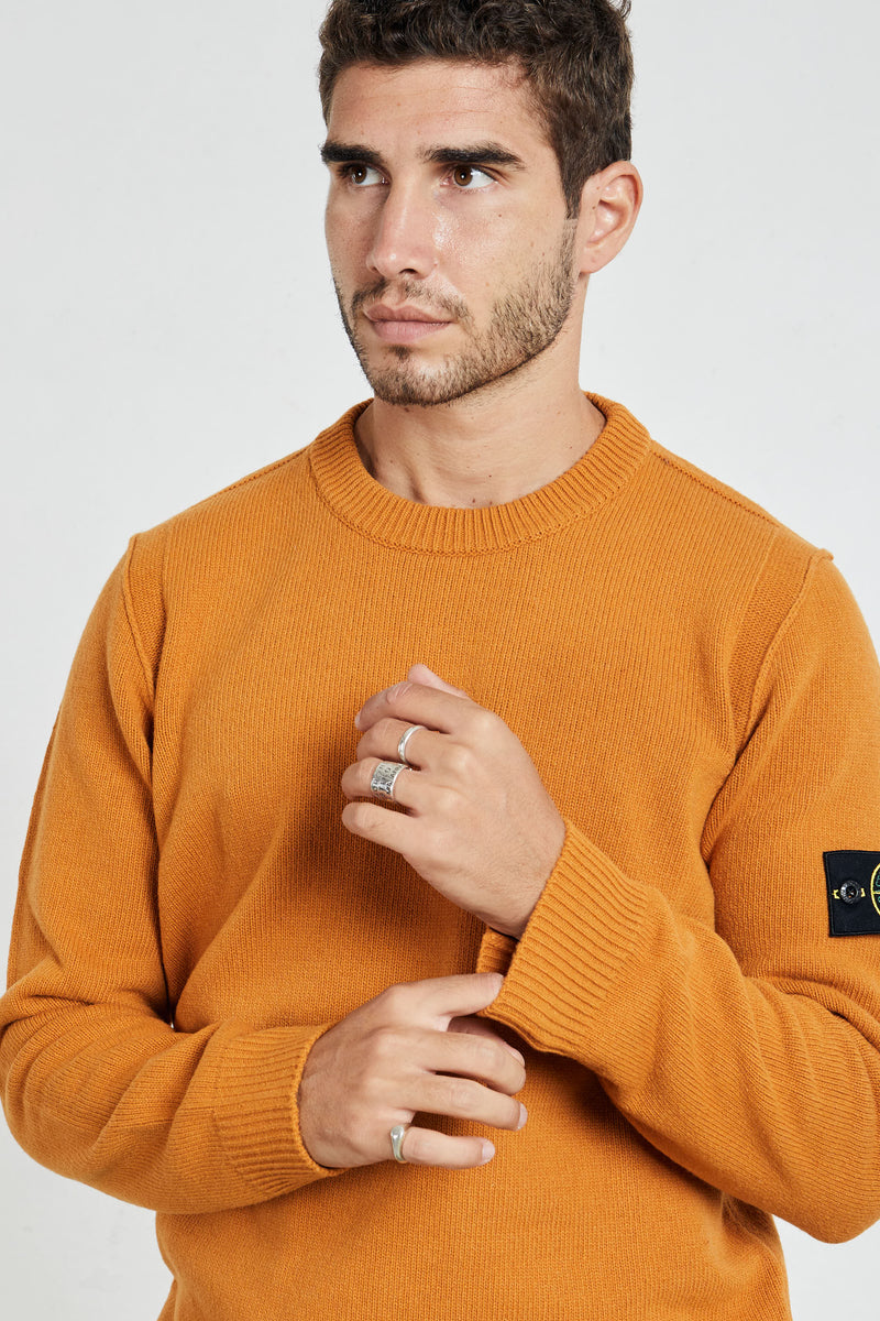 stone island maglia girocolo misto lana colore arancione 7685