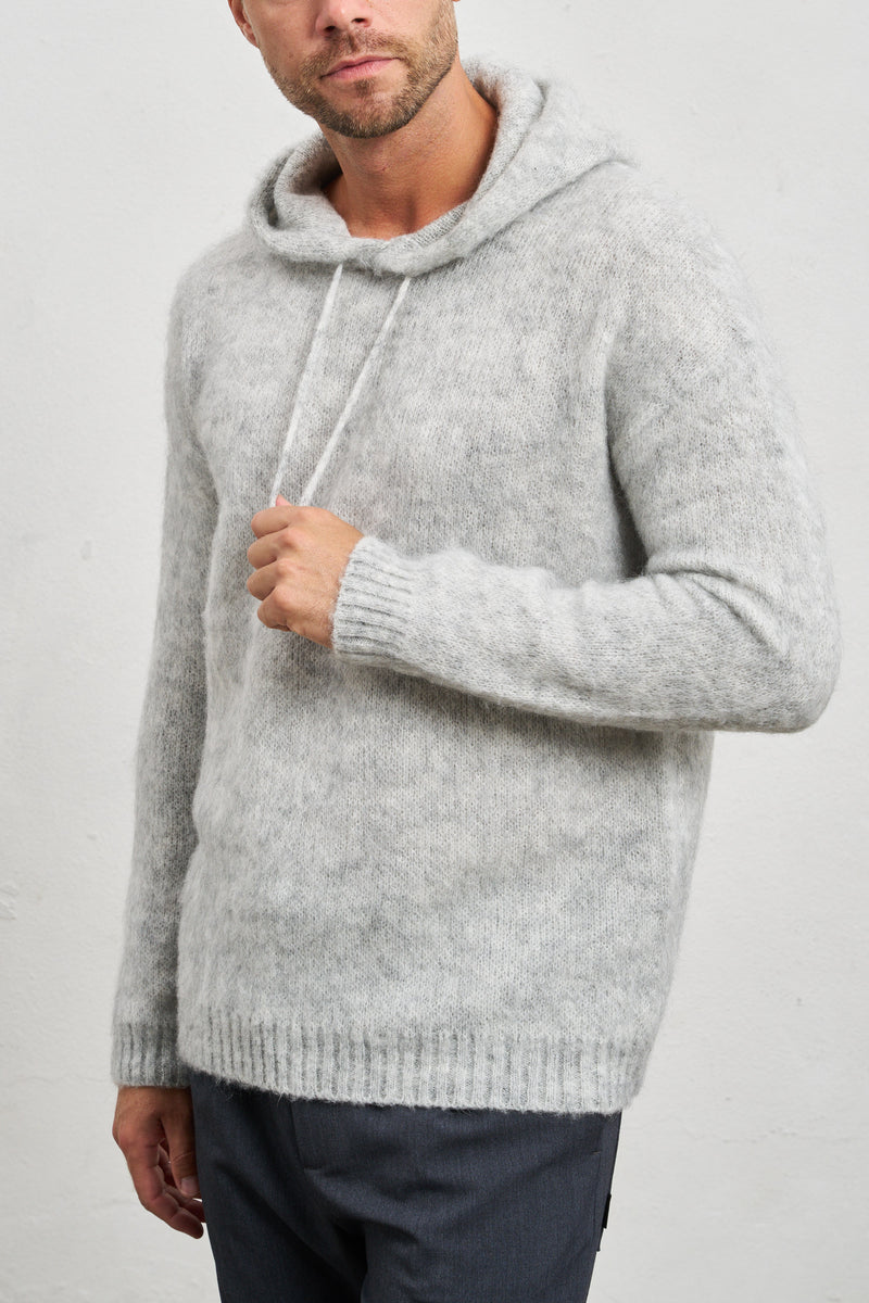 amanthe maglia con cappuccio misto mohair colore grigio 7188