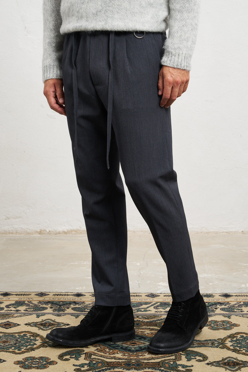 officina 36 pantalone dexter elastico in vita con coulisse misto poliestere colore grigio 7407