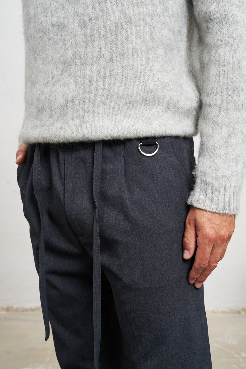 officina 36 pantalone dexter elastico in vita con coulisse misto poliestere colore grigio 7407