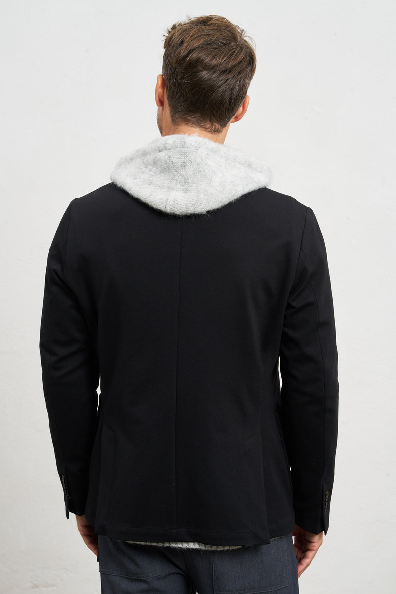 outfit giacca il monaco jersey doppiopetto sfoderata misto viscosa colore nero 7376