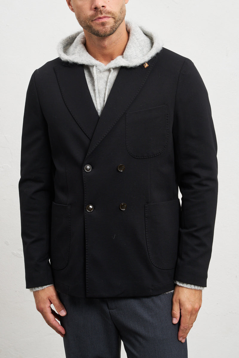 outfit giacca il monaco jersey doppiopetto sfoderata misto viscosa colore nero 7376