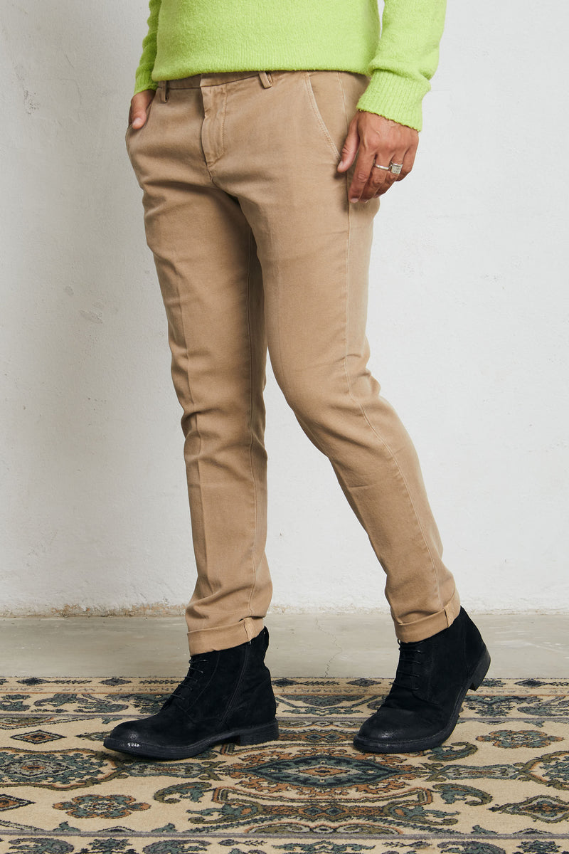 dondup pantalone gaubert misto cotone colore beige 7062