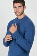 Roberto Collina Maglia Girocollo Boucle Misto Cotone Colore Avio 7550