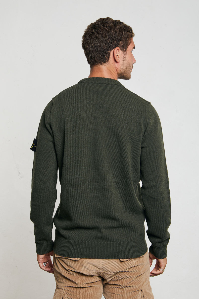 stone island maglia girocolo misto lana colore verde 7686