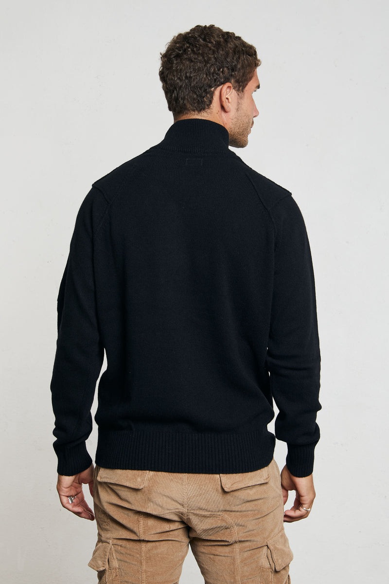 c p company maglia mezza zip misto lana colore nero 7215
