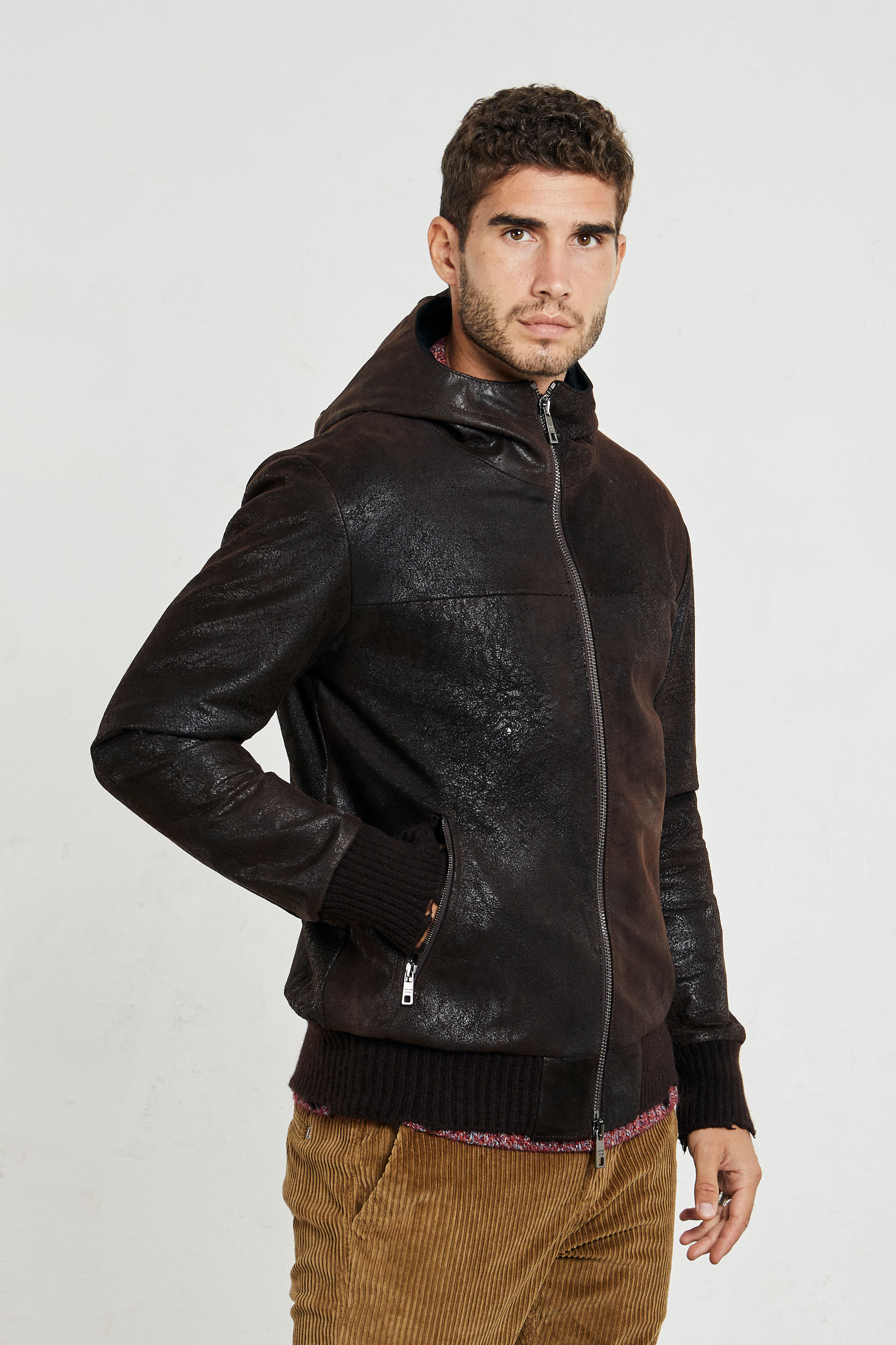 Giorgio Brato 7292 Leather jacket with hood