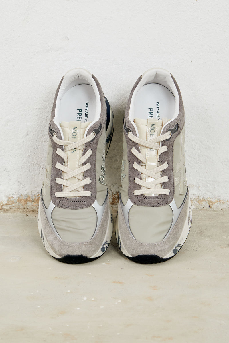 premiata sneakers moerun pelle scamosciata nylon colore grigio 7479