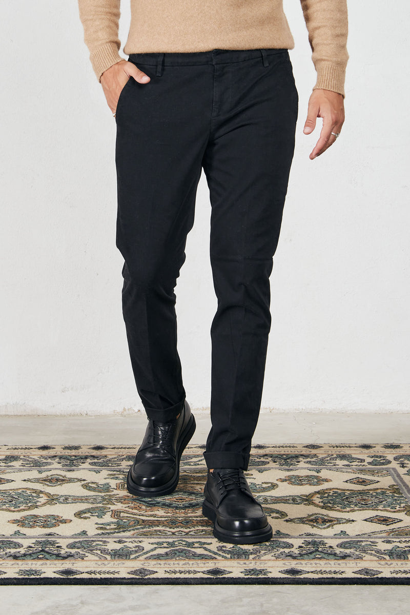 dondup pantalone gaubert chino misto cotone colore nero 7057