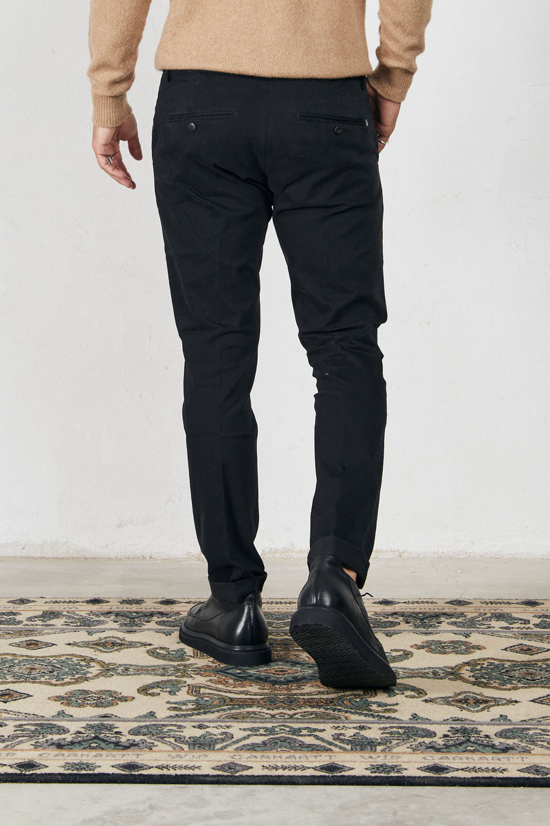 dondup pantalone gaubert chino misto cotone colore nero 7057