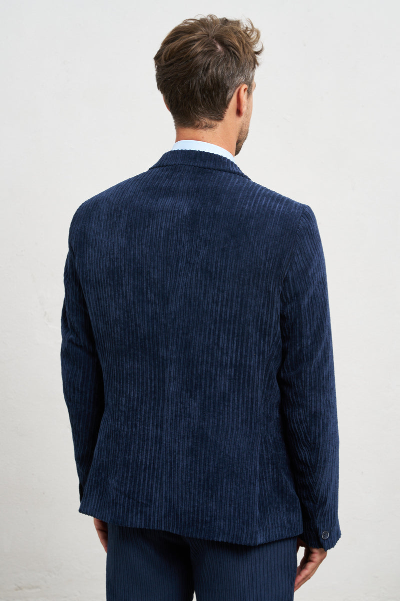 reworked giacca ghiro doppiopetto velluto a coste foderata misto poliestere colore blu 7917