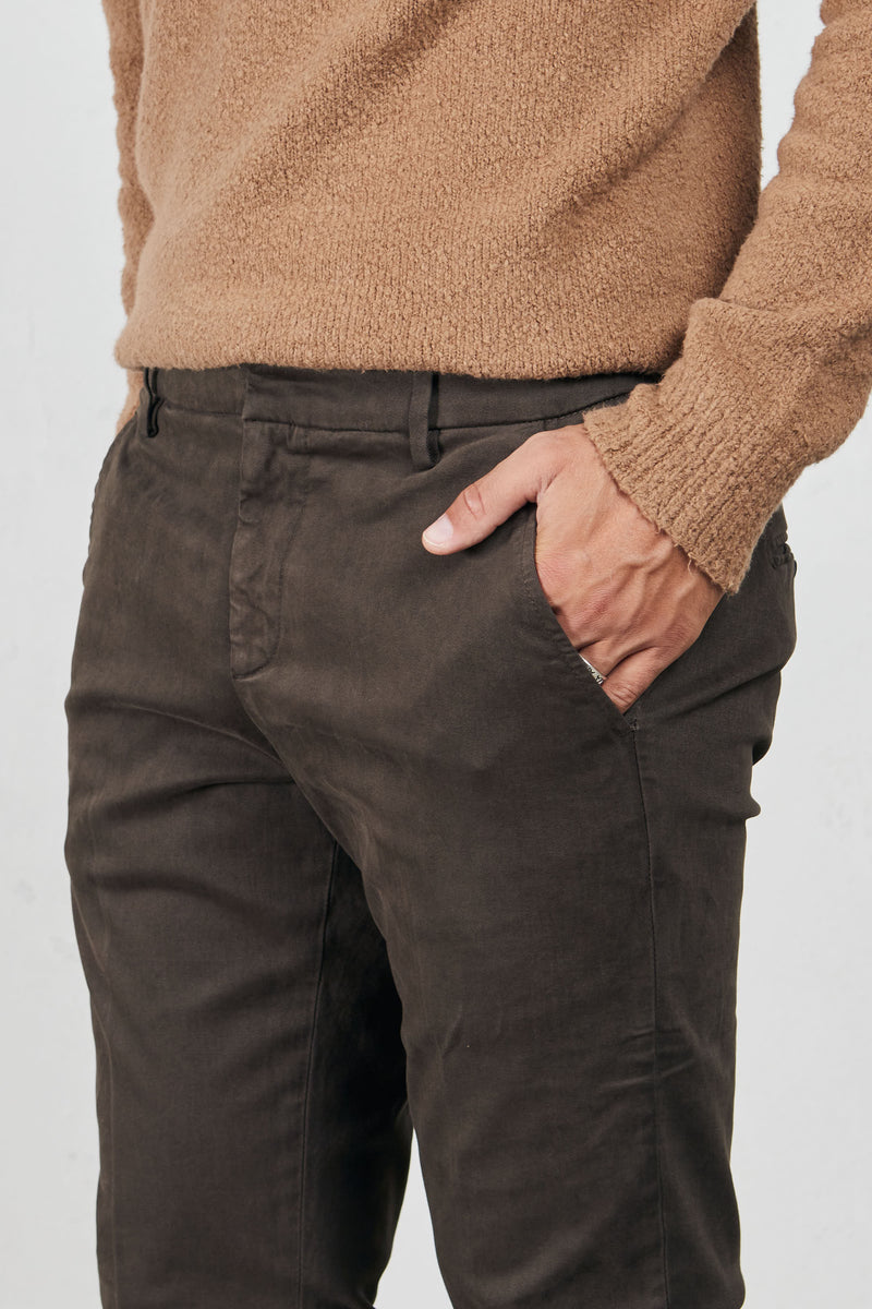 dondup pantalone gaubert misto cotone colore marrone 7054