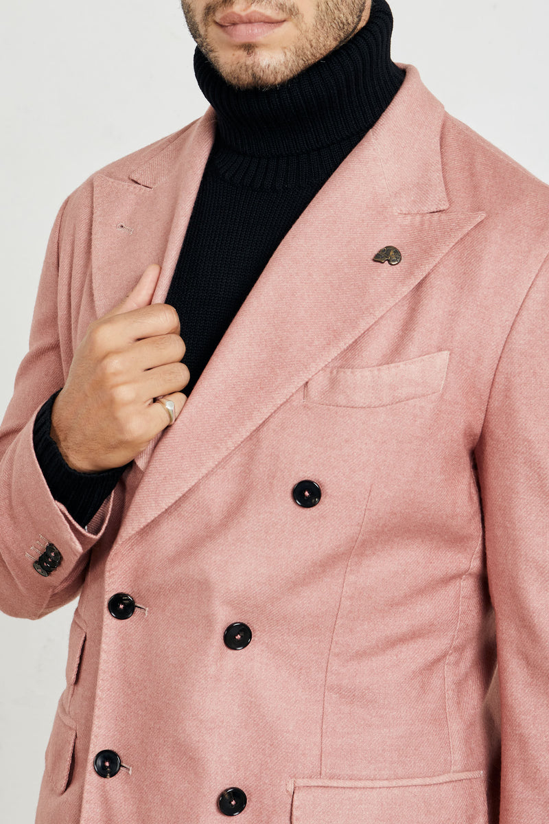 gabriele pasini giacca doppiopetto sfoderata tinto in capo misto lana colore rosa 7283