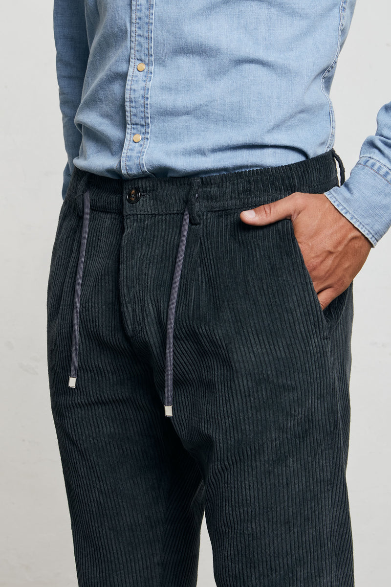 cruna pantalone mitte velluto a coste misto cotone colore antracite 7229