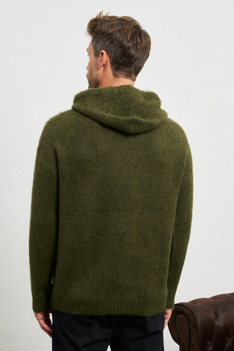 amanthe maglia con cappuccio misto mohair colore verde 7186