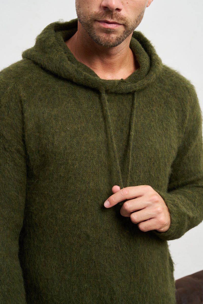amanthe maglia con cappuccio misto mohair colore verde 7186