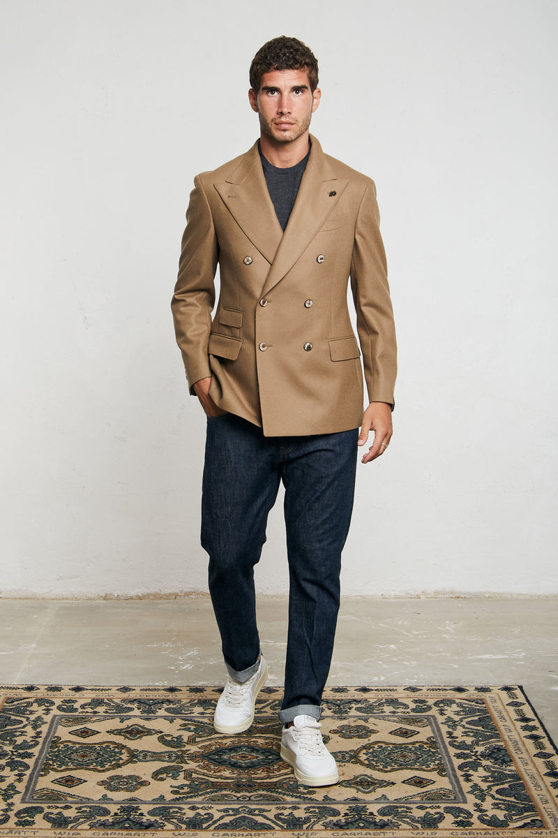 gabriele pasini giacca doppiopetto lana vergine colore beige 7285