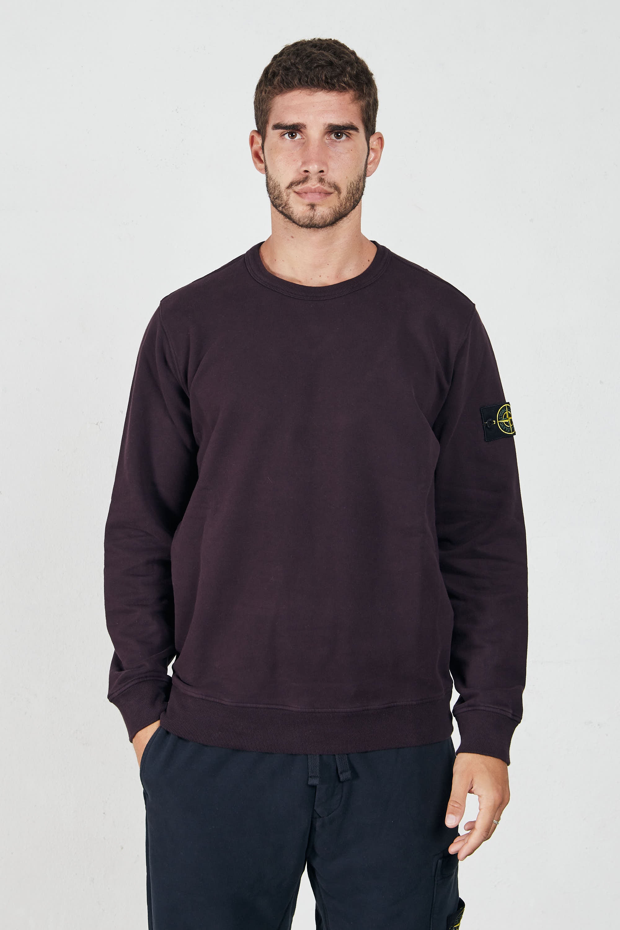 Burgundy stone island outlet sweatshirt