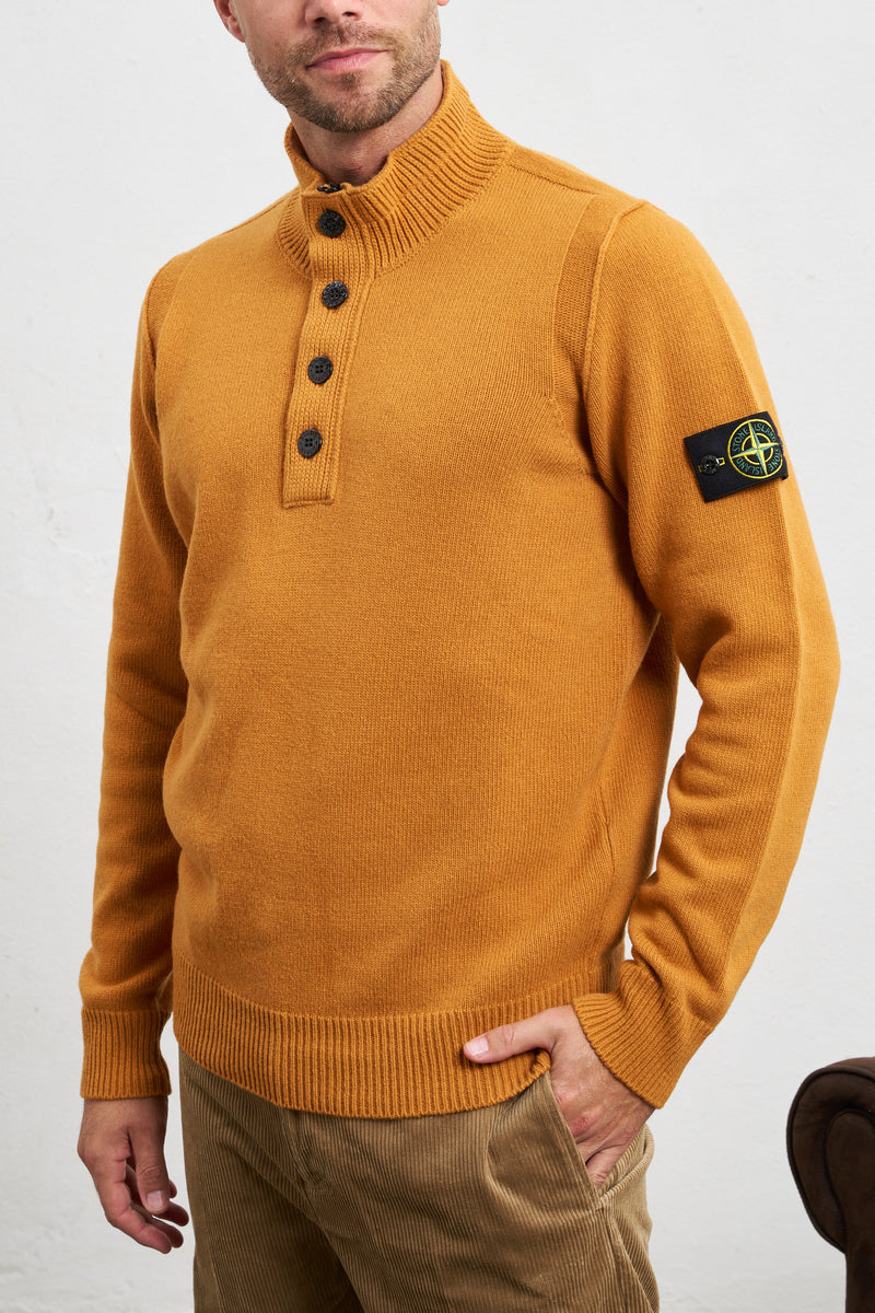 stone island maglia mezza zip misto lana colore arancione 7683