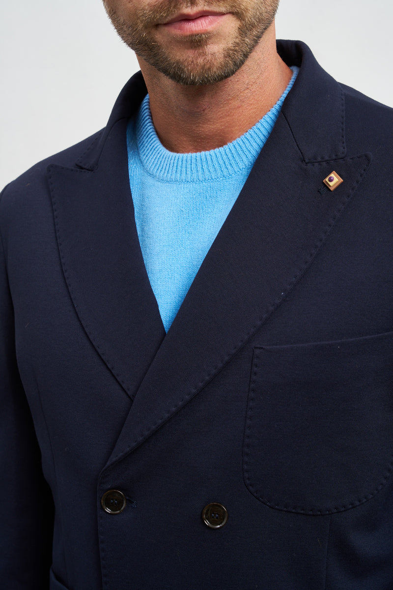 outfit giacca il monaco jersey doppiopetto sfoderata misto viscosa colore blu 7375