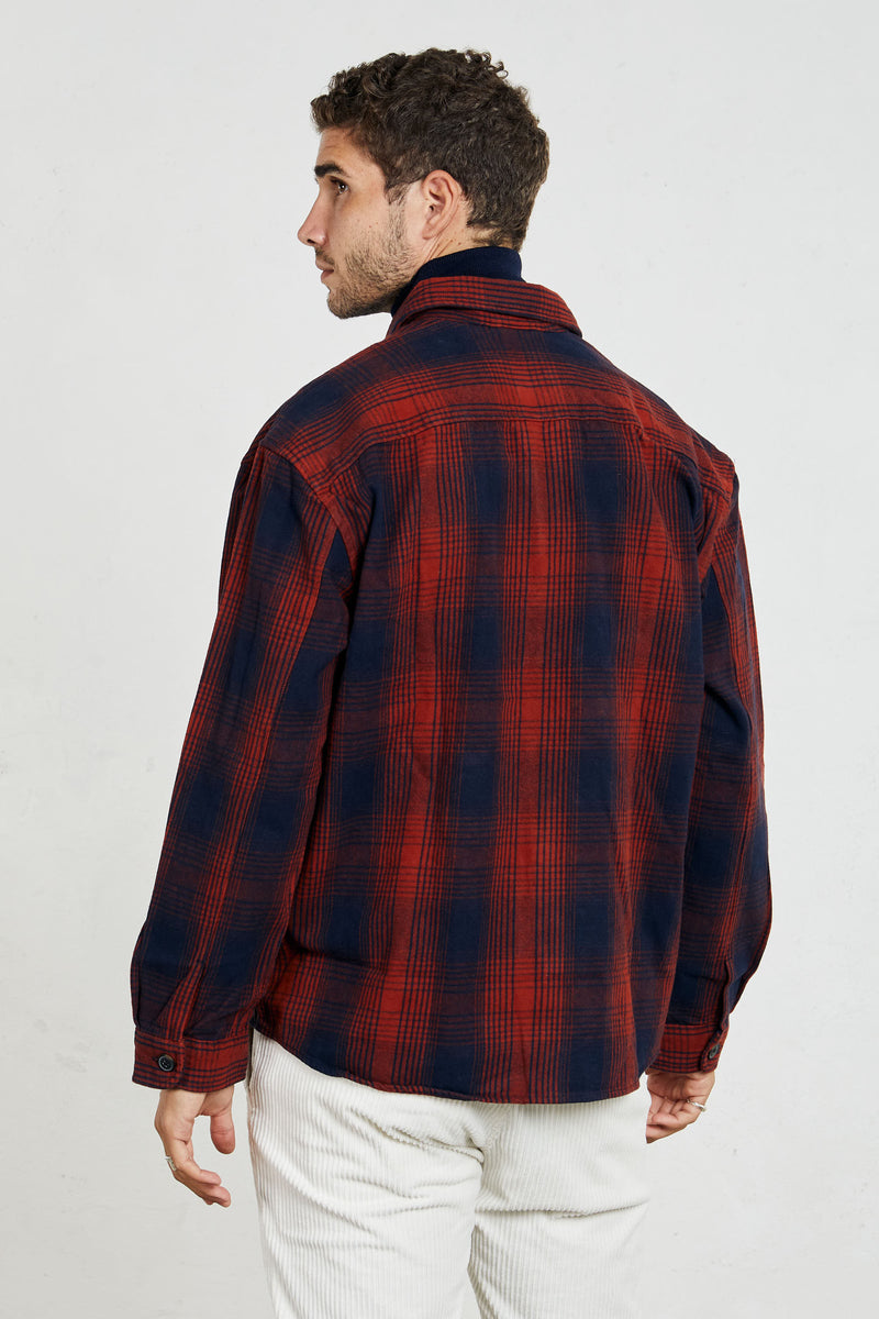 selected camicia di flanella check misto cotone organico colore rosso blu 7651