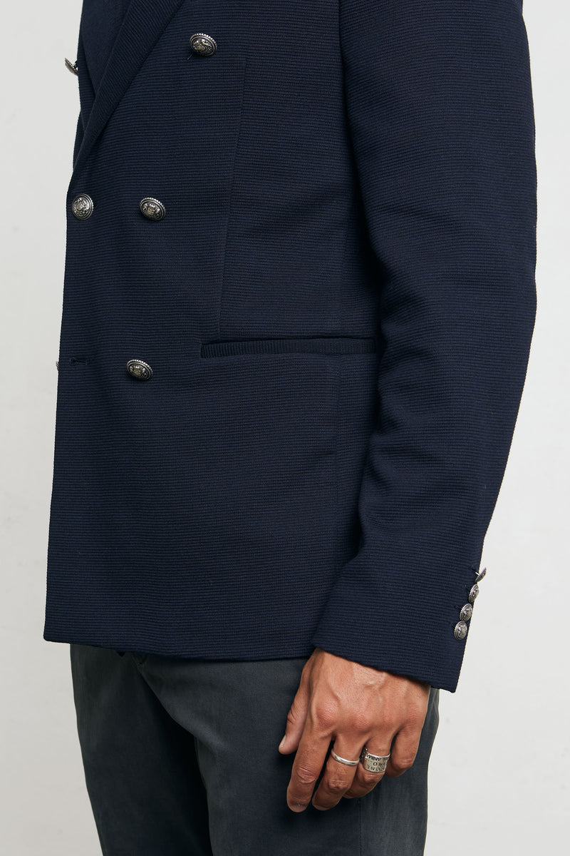 officina 36 giacca doppiopetto misto poliestere colore blu 7395