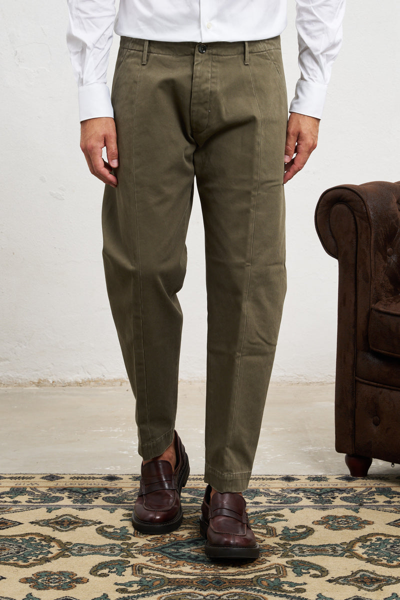 nine in the morning pantalone kent over fit cotone colore verde 7370