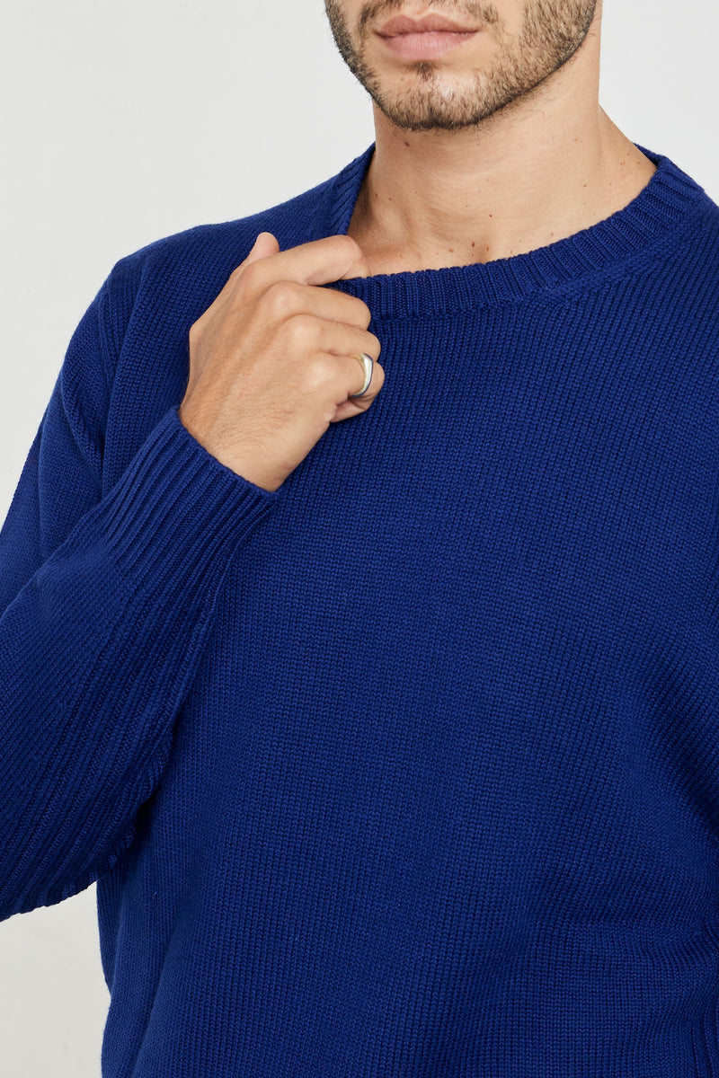 kangra maglia girocollo lana merino extrafine colore bluette 7316