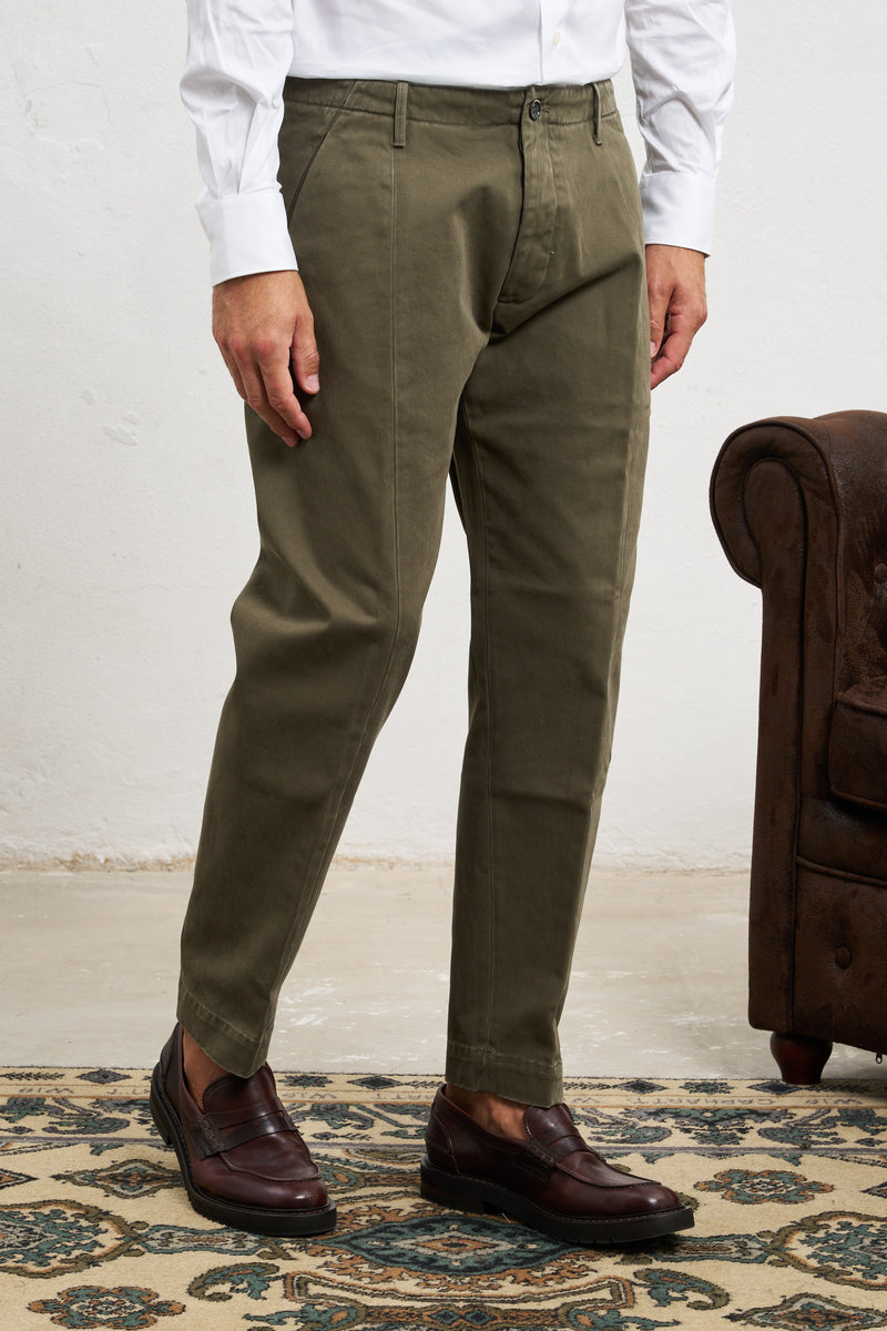 nine in the morning pantalone kent over fit cotone colore verde 7370