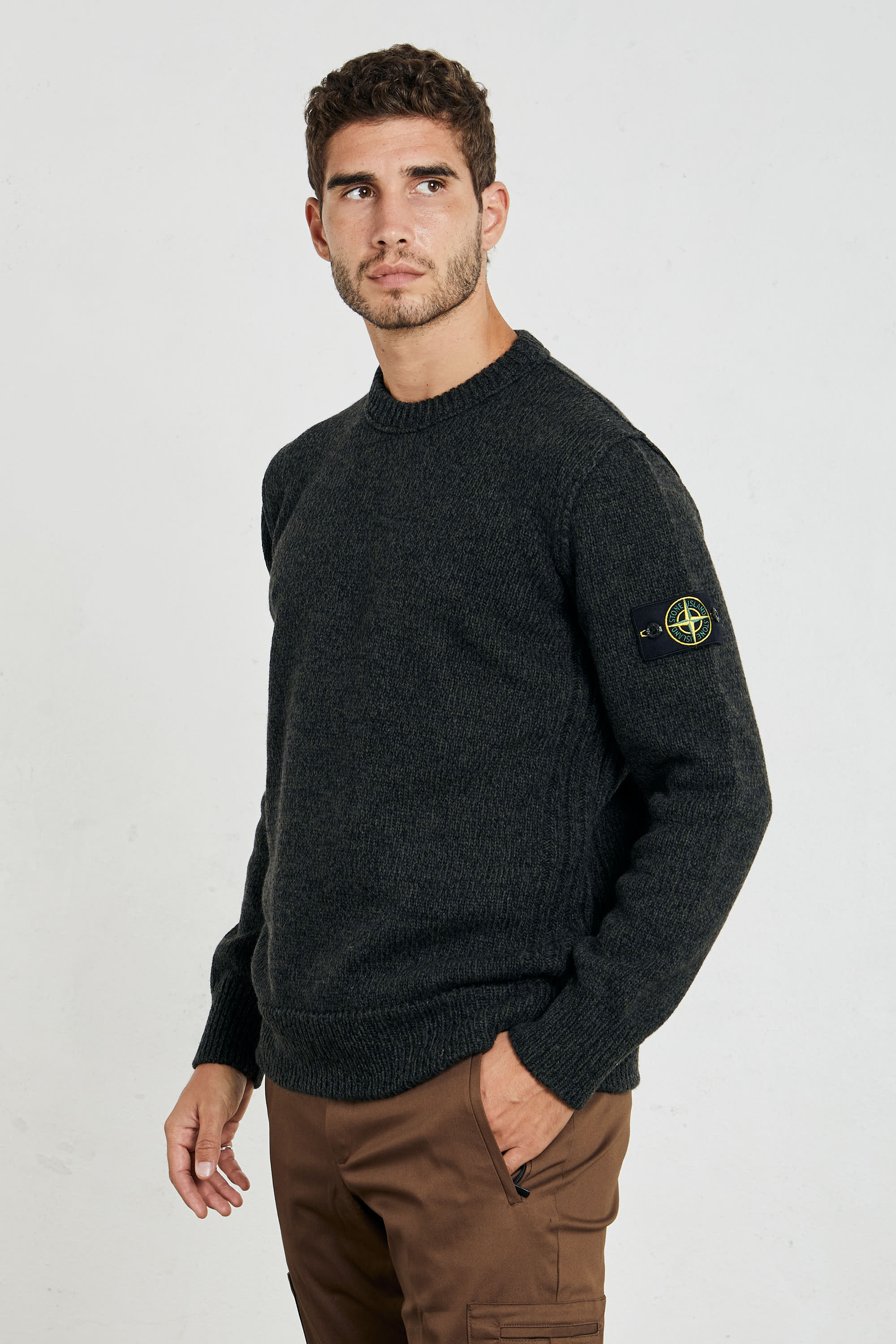 Black stone island crew neck clearance jumper