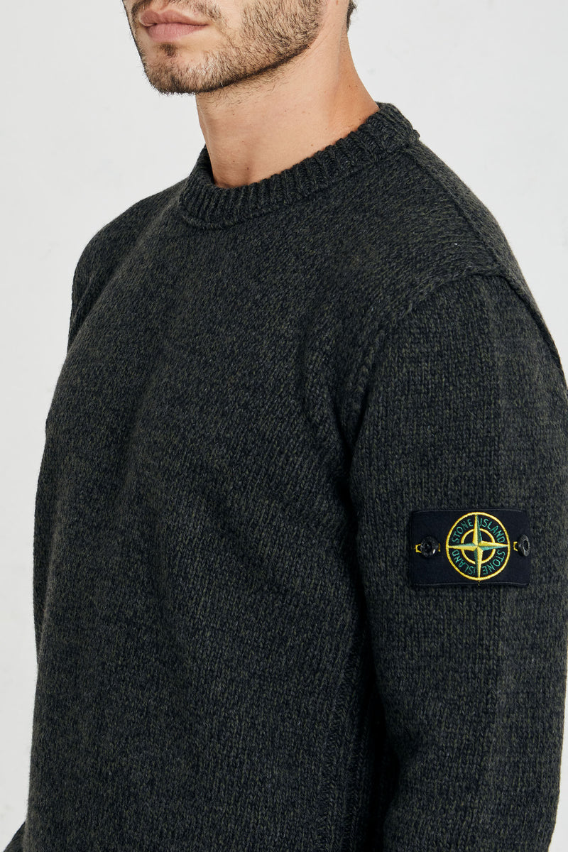 stone island maglia girocollo misto lana colore verde 7687