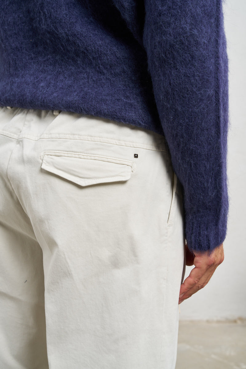 outfit pantalone elastico in vita con coulisse misto cotone colore ghiaccio 7385