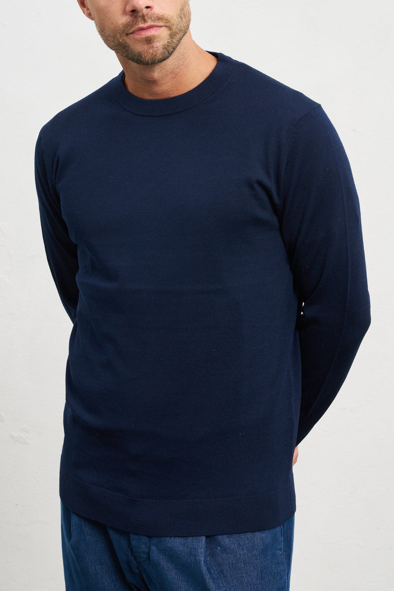 selected maglia girocollo misto lana colore blu 7616