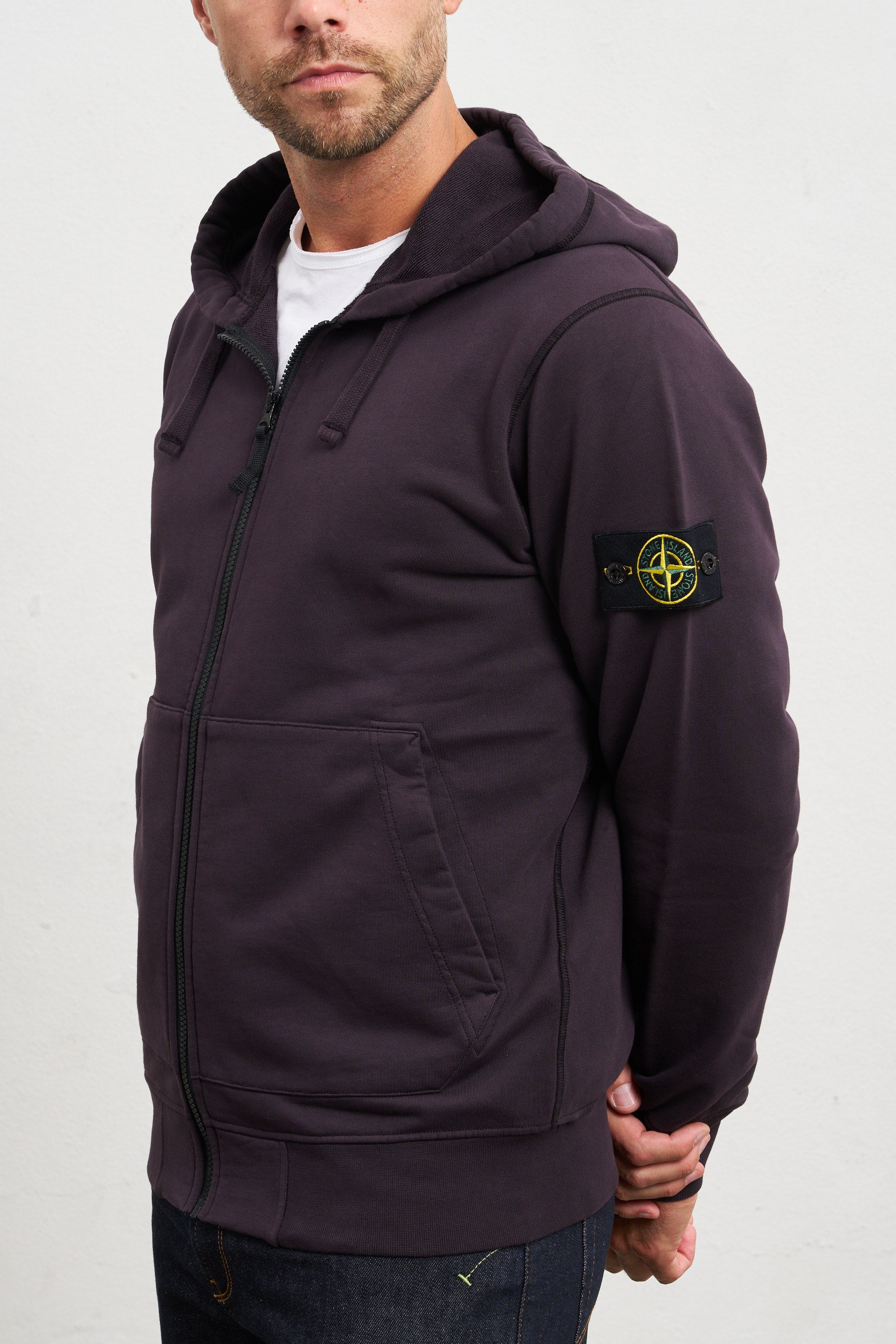 Burgundy stone island on sale hoodie