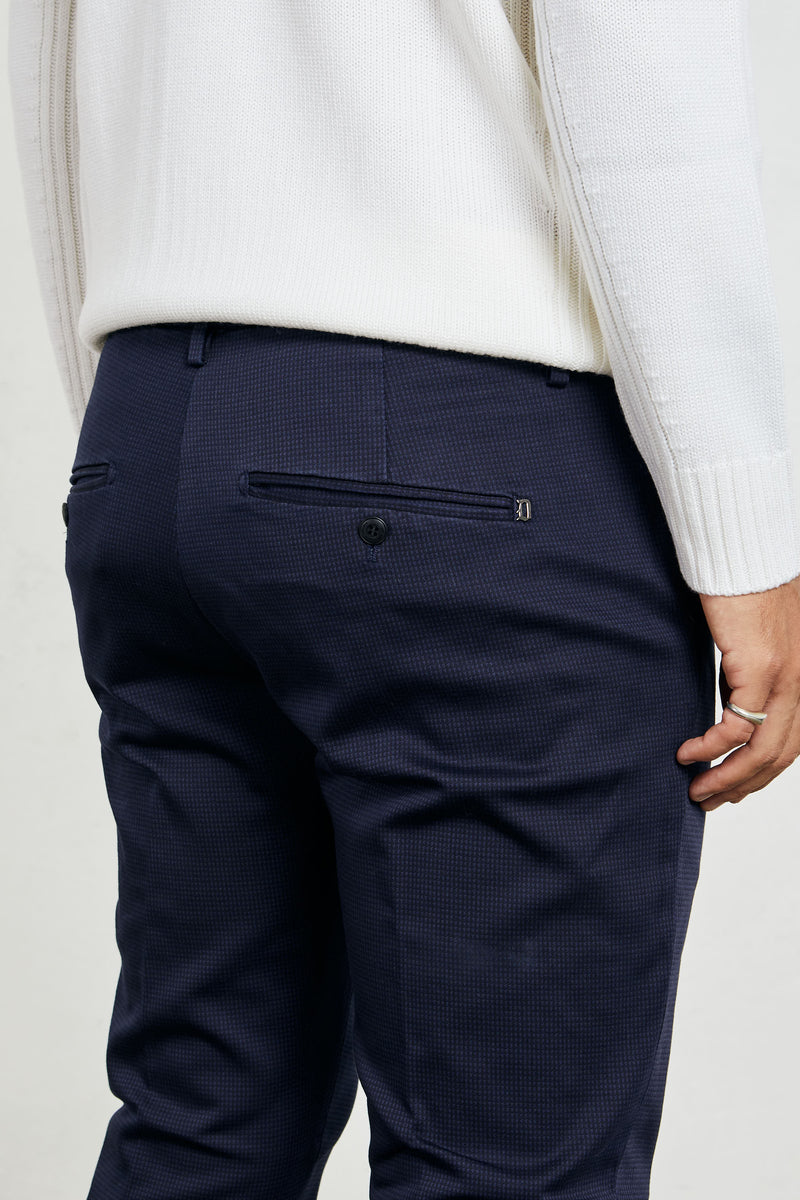 dondup pantalone gaubert micro fantasia in contrasto misto cotone colore blu 7060