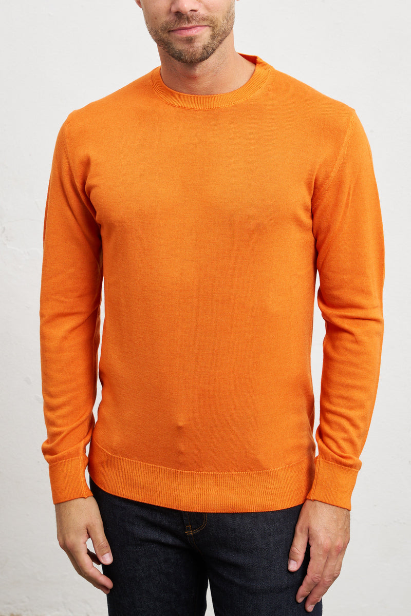 outfit maglia girocollo lana merinos colore arancione 7392