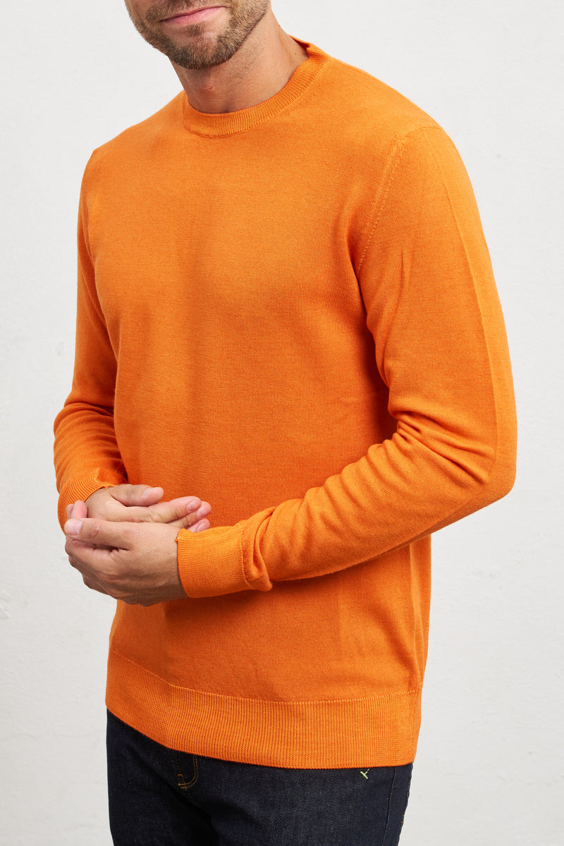 outfit maglia girocollo lana merinos colore arancione 7392