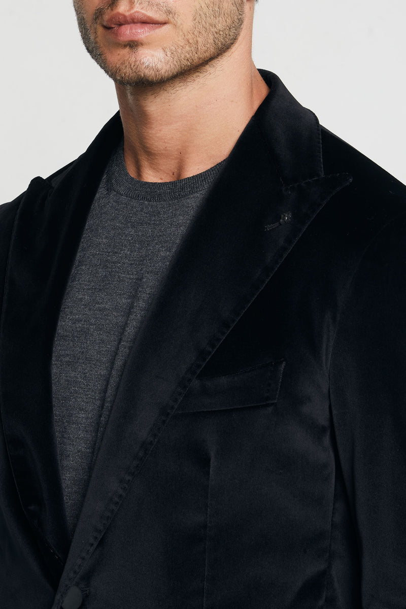 tagliatore giacca velluto due bottoni misto cotone colore nero 7717