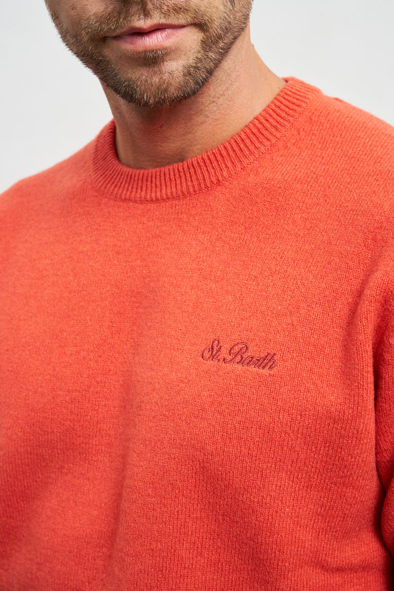saint barth maglia girocollo lana colore arancione 7588