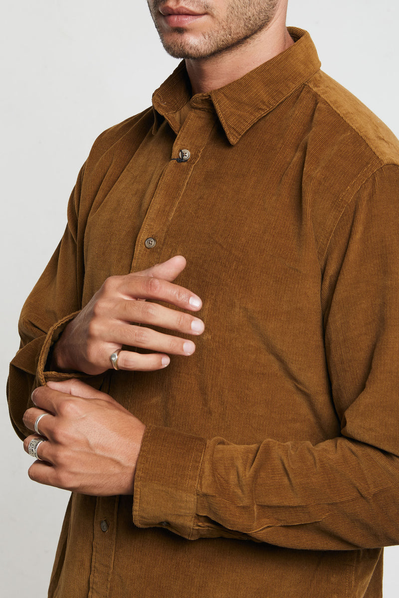selected camicia slhregowen velluto millerighe misto cotone biologico colore marrone 7637